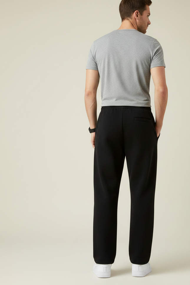 Pantalon Noir Homme Large Coton Décontracté Confortable - Molleton - vue 2