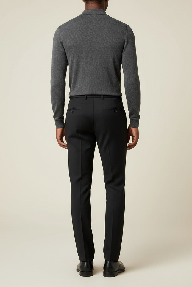Pantalon Noir Homme Habillé Élégant Coupe Droite - Polyester - vue 2