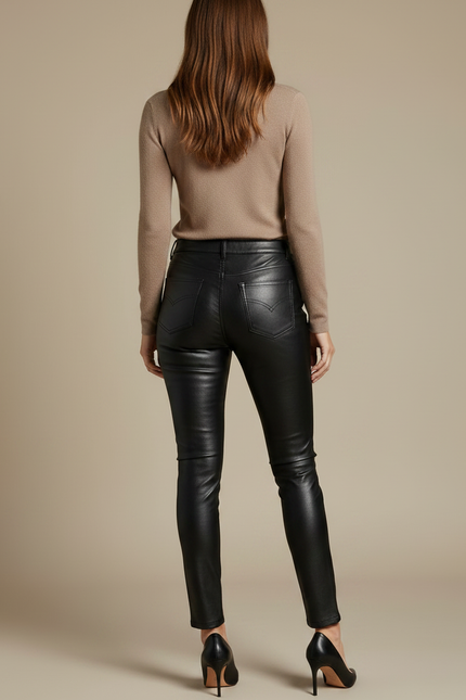 Pantalon Noir Effet Cuir - Simili cuir - vue 2