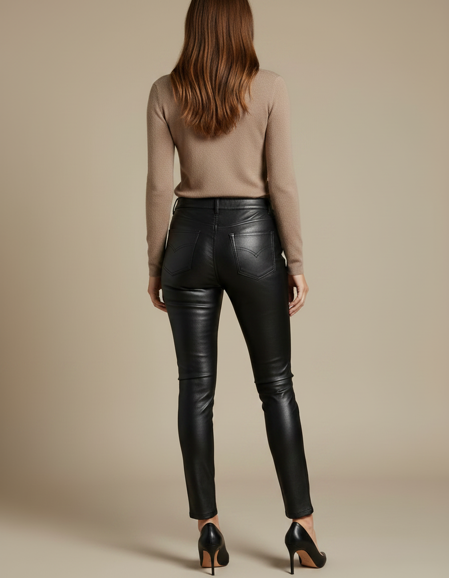 Pantalon Noir Effet Cuir - Simili cuir - vue 2
