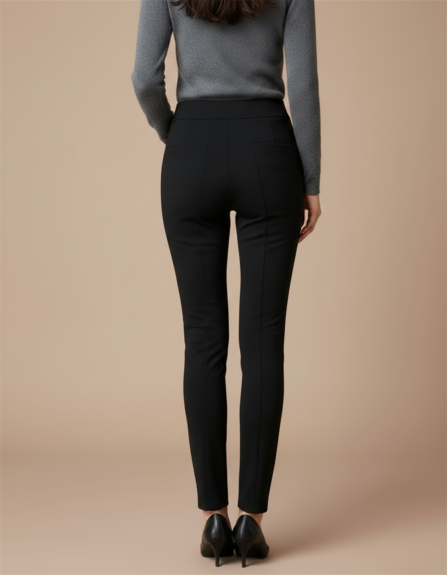 Pantalon Noir Skinny Élastique Chic Femme - Polyester - vue 2