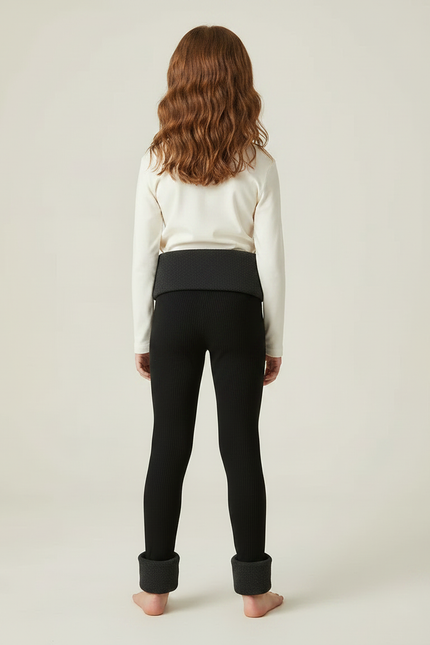 Pantalon Noir Côtelé Doublé Chaud Enfant - Maille - vue 2