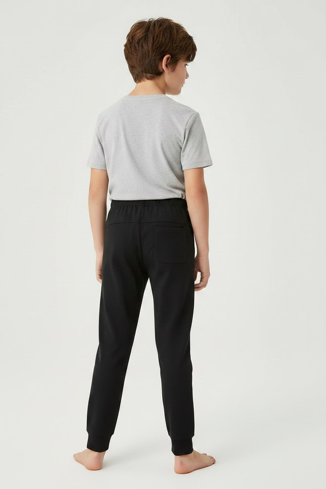 Pantalon Noir Coton Jogging Confortable Garçon Sport - Molleton - vue 2