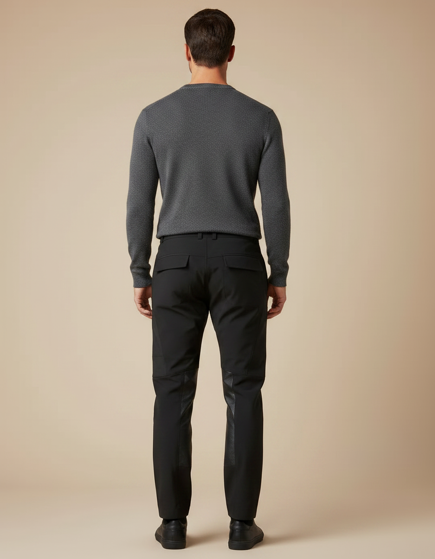 Pantalon Noir Technique Motard Ajusté Homme - Polyester - vue 2