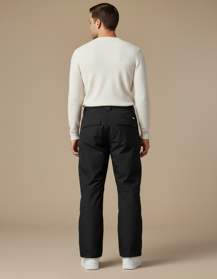 Pantalon Noir Ski Imperméable Coupe Droite Homme - Polyester - vue 2