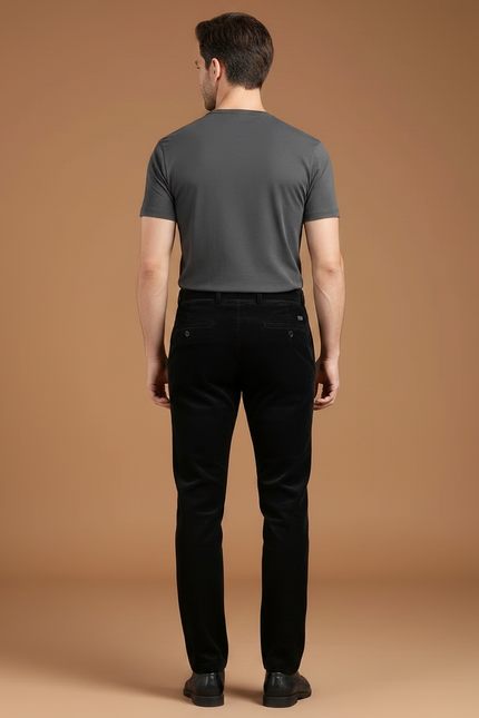 Pantalon Noir Droit Côtelé Épais Chaud Homme - Cordé - vue 2