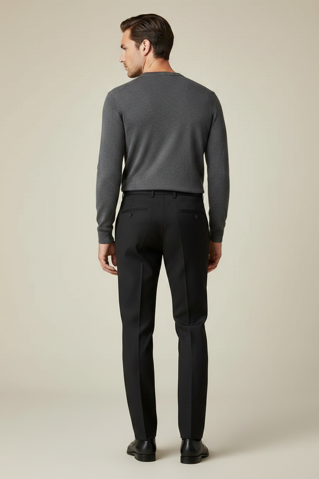 Pantalon Noir Homme Slim Formel Élégant - Gabardine - vue 2