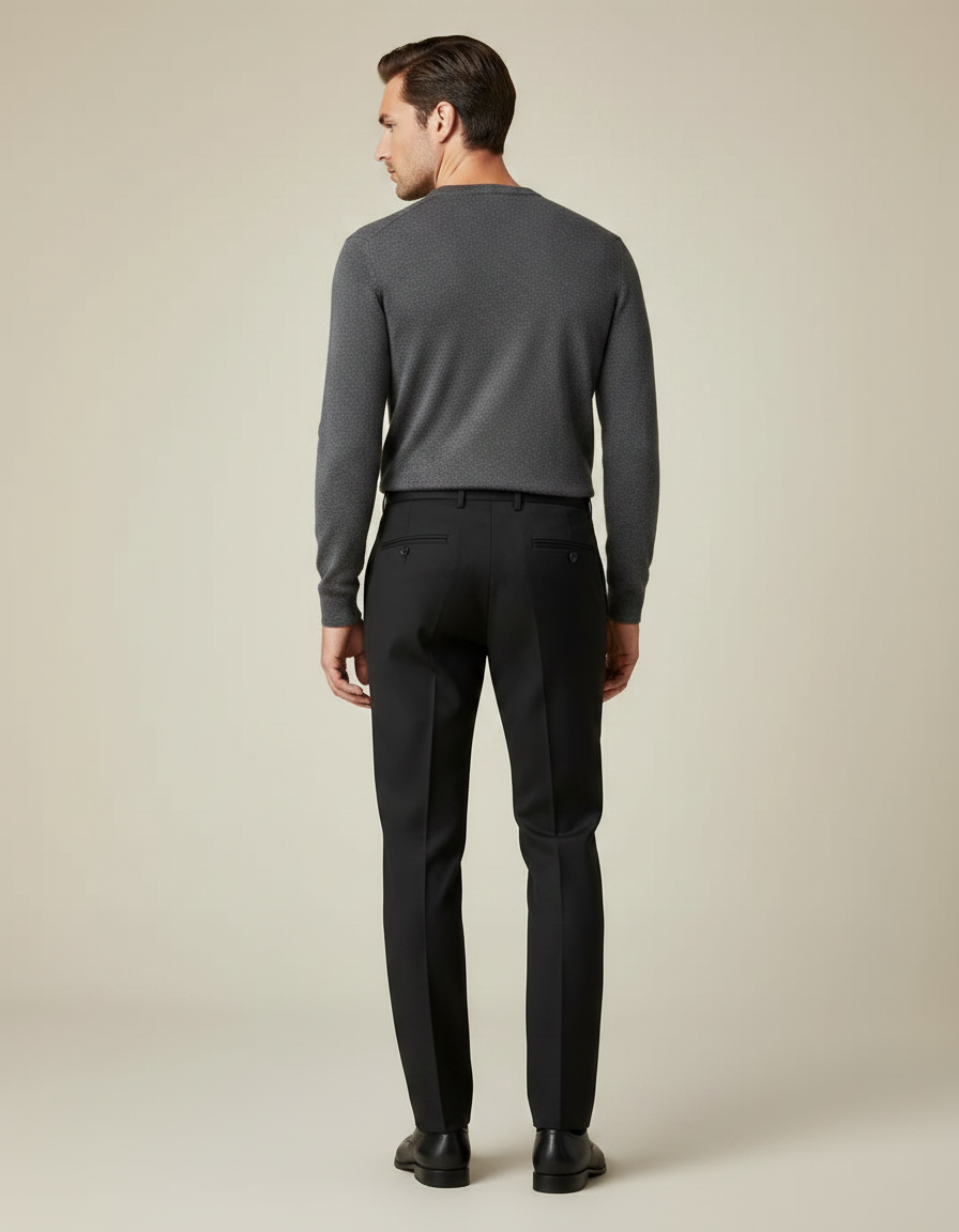 Pantalon Noir Homme Slim Formel Élégant - Gabardine - vue 2