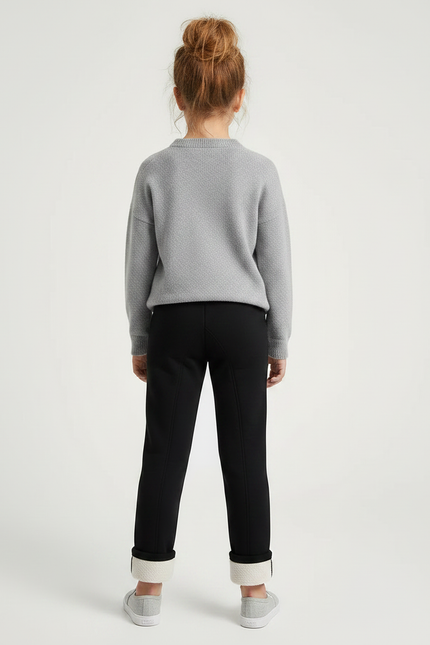 Pantalon Noir Molletonné Chaud Fille Motif Chat - vue 2