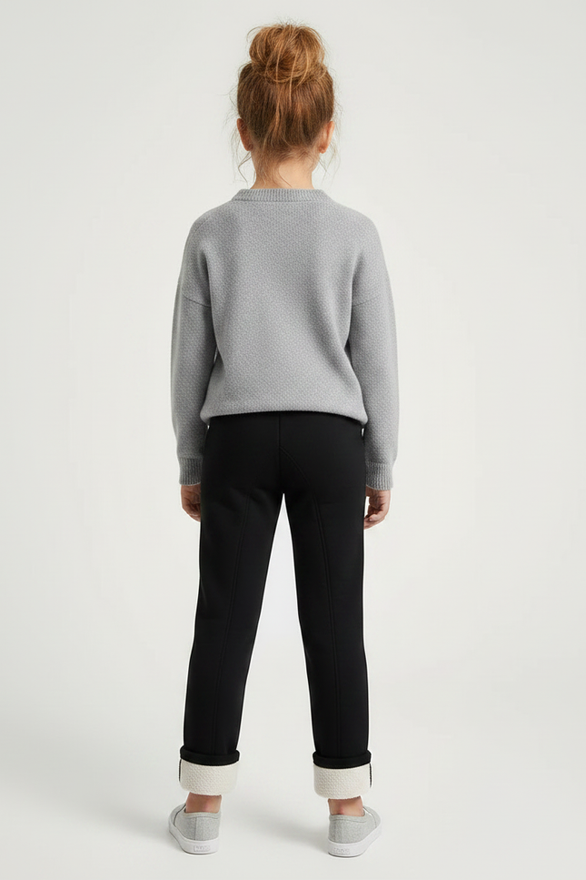Pantalon Noir Molletonné Chaud Fille Motif Chat - vue 2