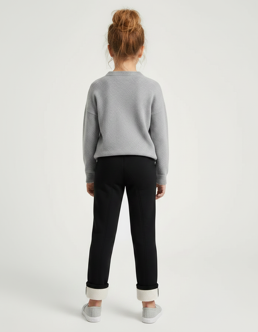 Pantalon Noir Molletonné Chaud Fille Motif Chat - vue 2