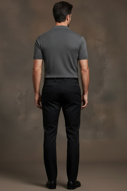 Pantalon Noir Homme Habillé Slim Élégant - Gabardine - vue 2