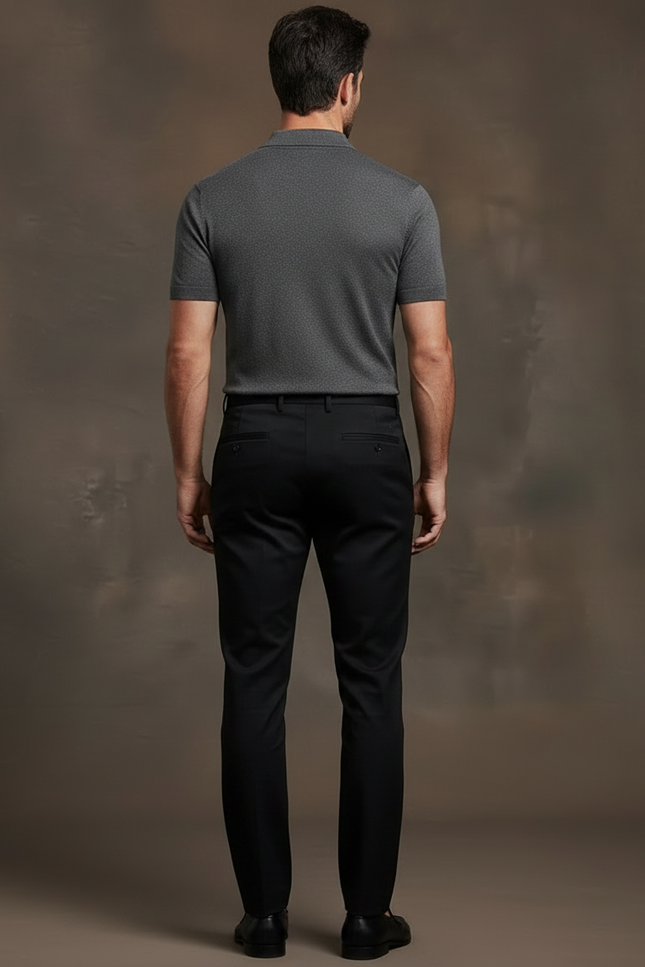 Pantalon Noir Homme Habillé Slim Élégant - Gabardine - vue 2