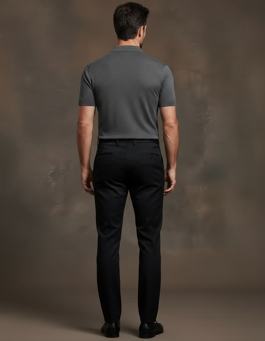 Pantalon Noir Homme Habillé Slim Élégant - Gabardine - vue 2