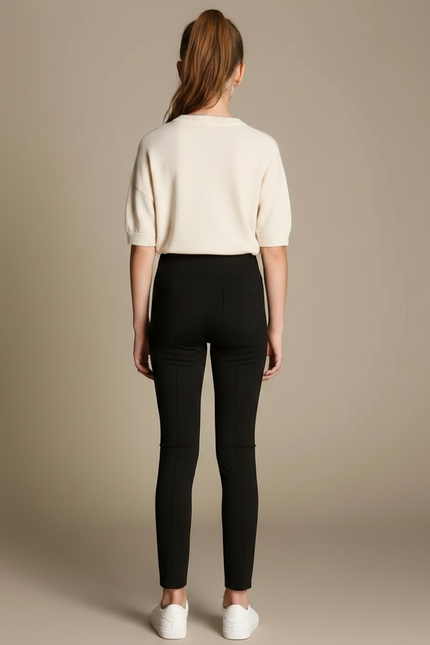 Pantalon Noir Slim Élastique Fille Confortable - Maille - vue 2