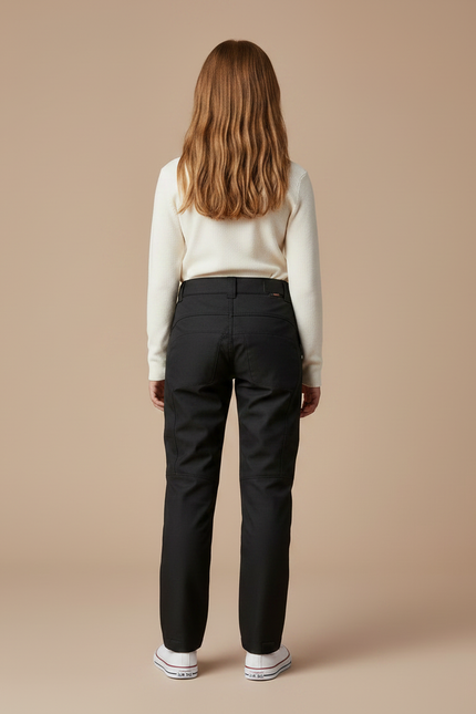 Pantalon Noir Moto Enfant Côtelé Zippé Slim - Gabardine - vue 2
