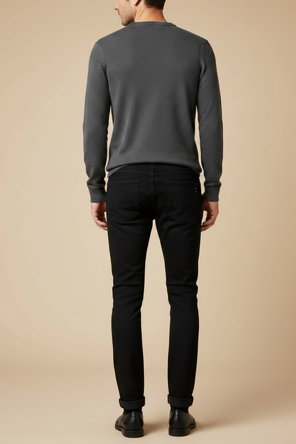 Pantalon Noir Slim Décoré Étoiles Denim Homme - Jean - vue 2