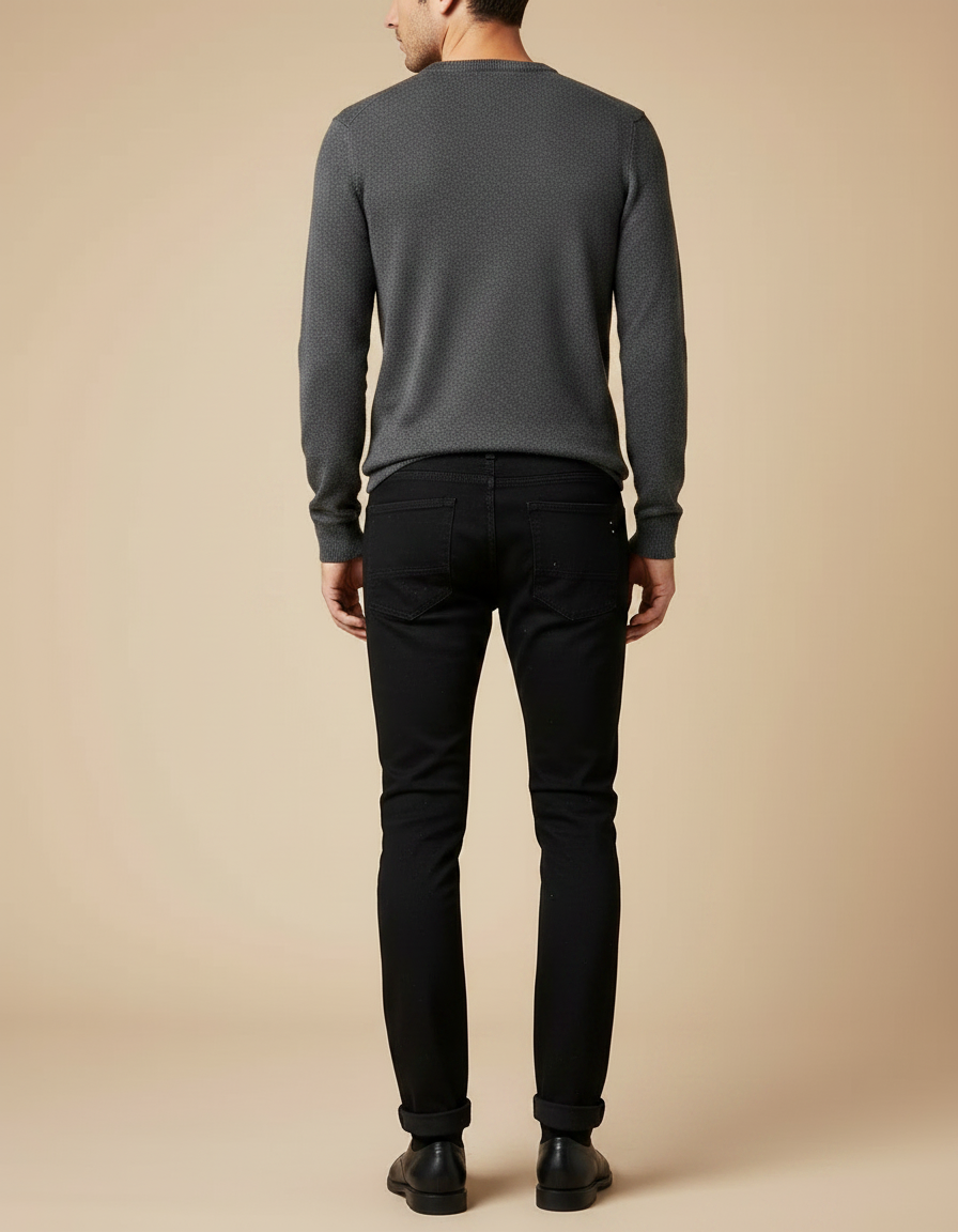 Pantalon Noir Slim Décoré Étoiles Denim Homme - Jean - vue 2