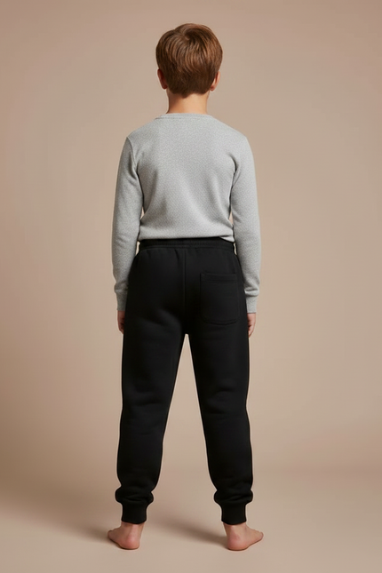 Pantalon Noir Jogging Imprimé Flammes Enfant - Molleton - vue 2