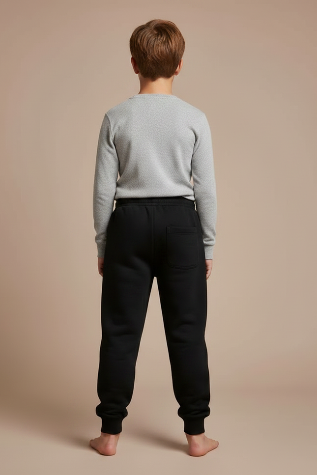 Pantalon Noir Jogging Imprimé Flammes Enfant - Molleton - vue 2