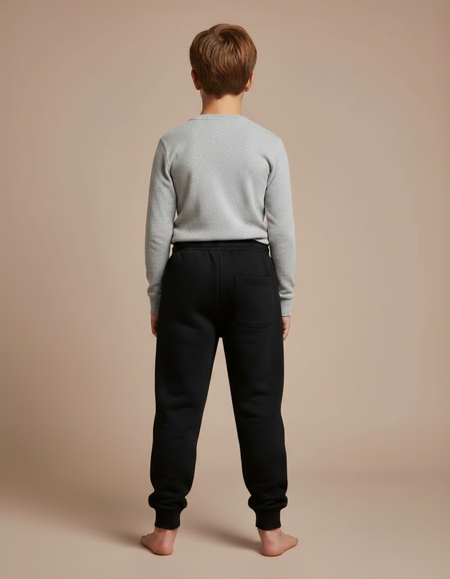 Pantalon Noir Jogging Imprimé Flammes Enfant - Molleton - vue 2