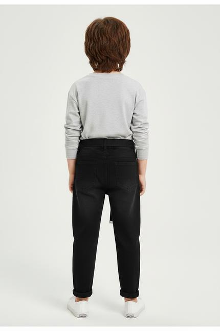 Pantalon Noir Déchiré Denim Enfant Décontracté - Jean - vue 2