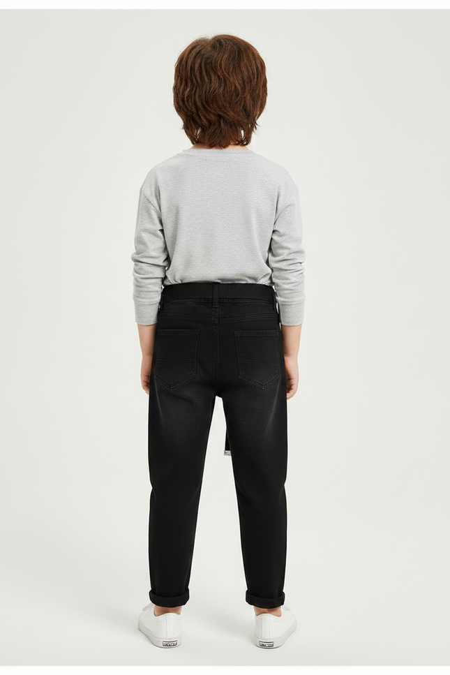 Pantalon Noir Déchiré Denim Enfant Décontracté - Jean - vue 2