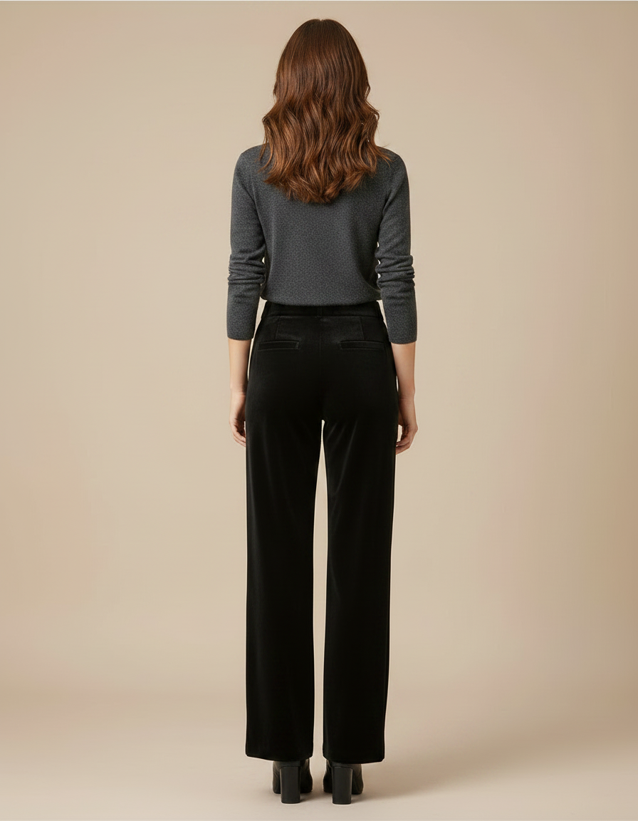 Pantalon Velour Noir Femme - Velours - vue 2