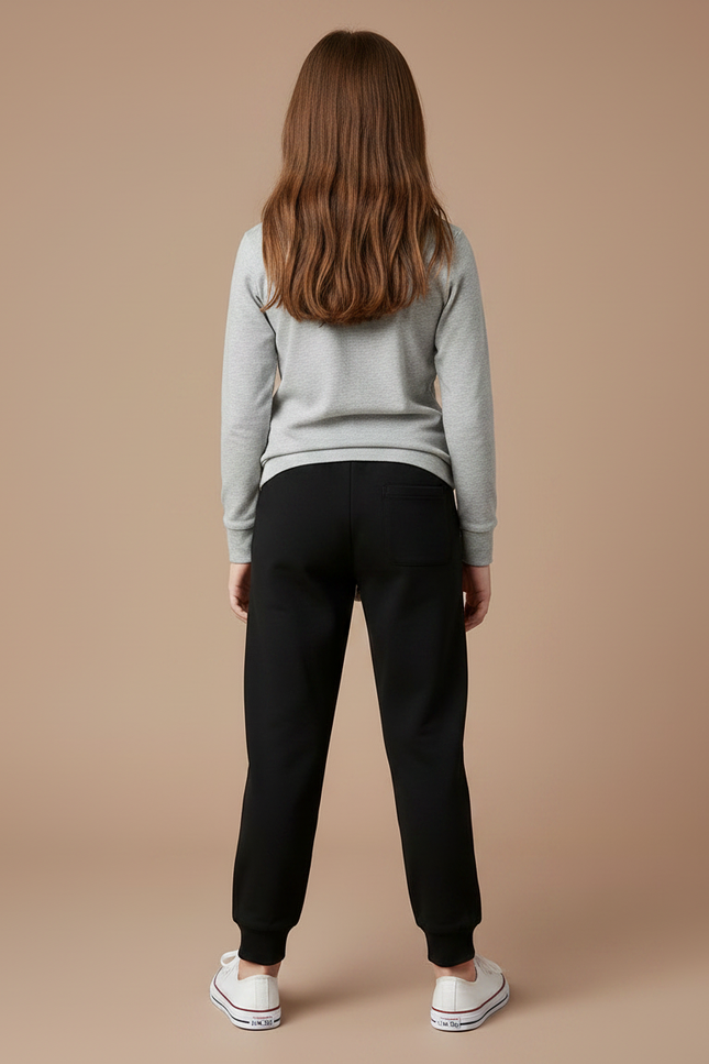 Pantalon Noir Enfant Molleton Jogging Confortable Décontracté - vue 2