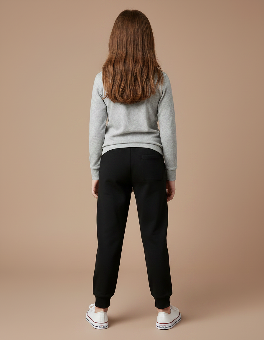 Pantalon Noir Enfant Molleton Jogging Confortable Décontracté - vue 2