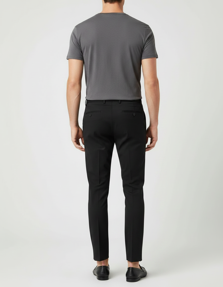 Pantalon Noir Slim Fit Décontracté Homme - Polyester - vue 2