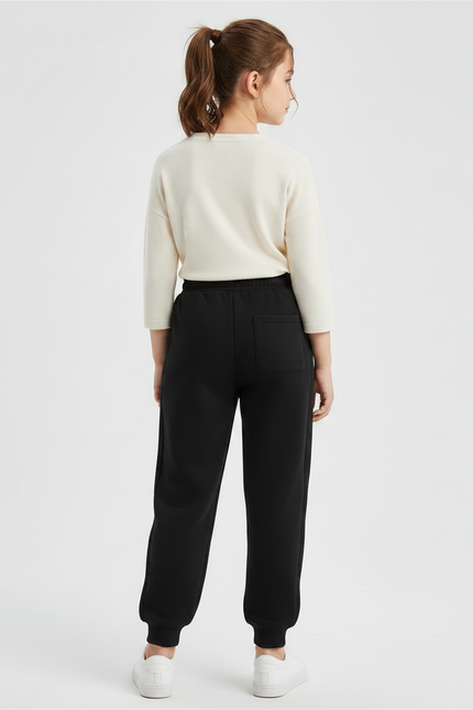 Pantalon Noir Molletonné Confortable Décontracté Enfant - vue 2