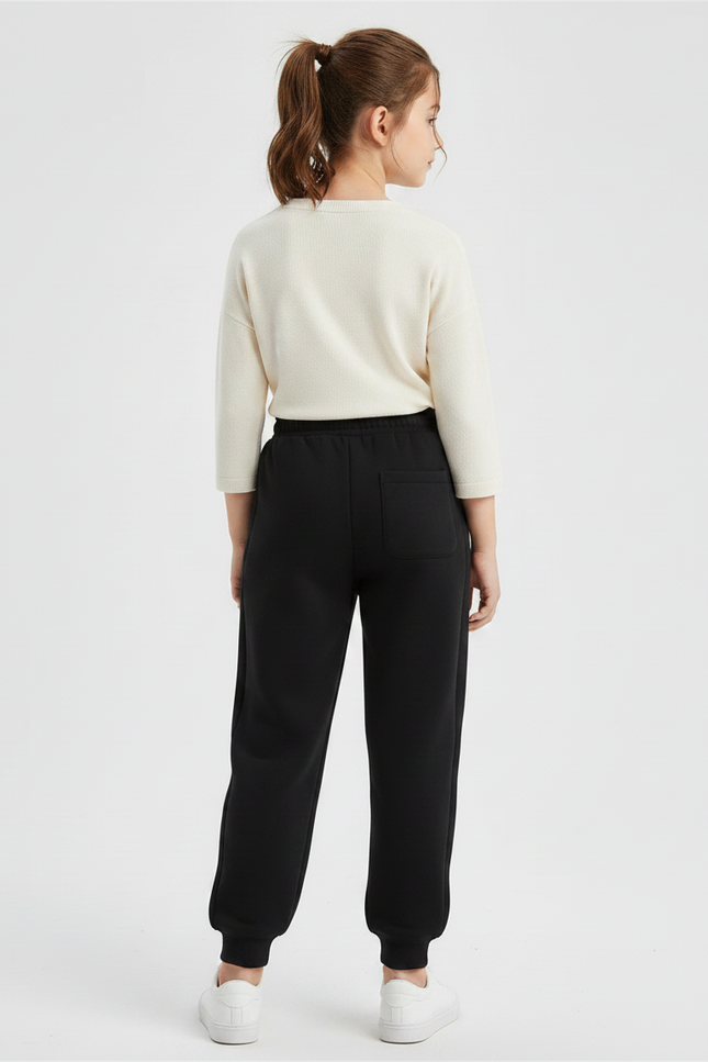 Pantalon Noir Molletonné Confortable Décontracté Enfant - vue 2