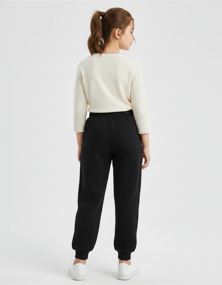 Pantalon Noir Molletonné Confortable Décontracté Enfant - vue 2