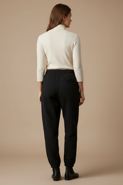 Pantalon Noir Harem Molletonné Confortable Femme - vue 2