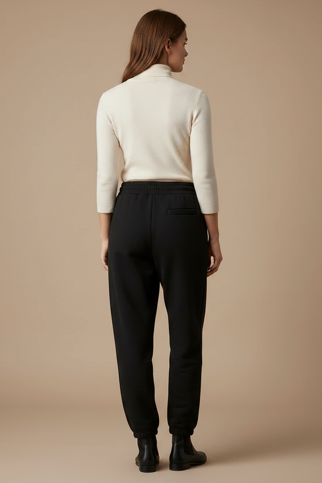 Pantalon Noir Harem Molletonné Confortable Femme - vue 2