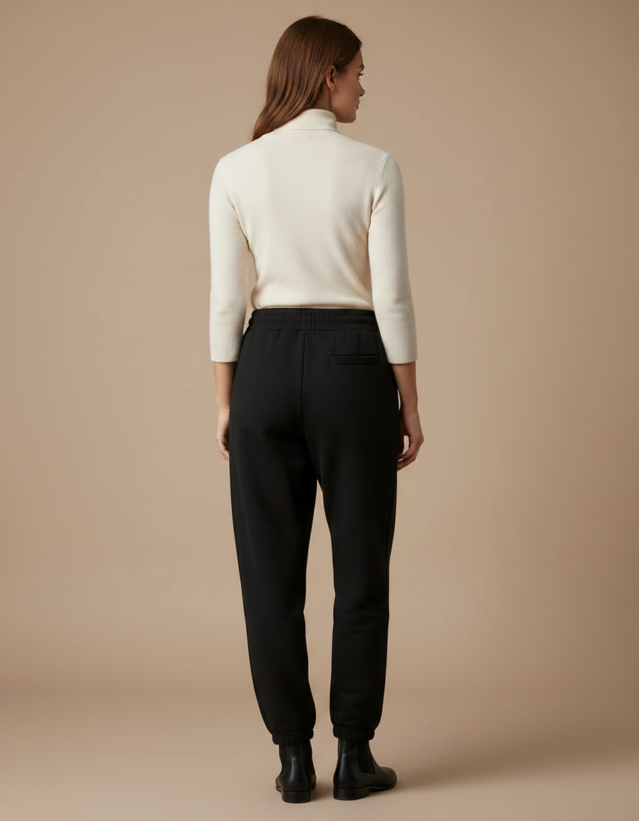 Pantalon Noir Harem Molletonné Confortable Femme - vue 2
