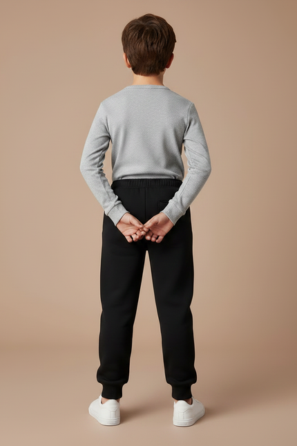 Pantalon Noir Jogging Coton Confortable Garçon - Molleton - vue 2