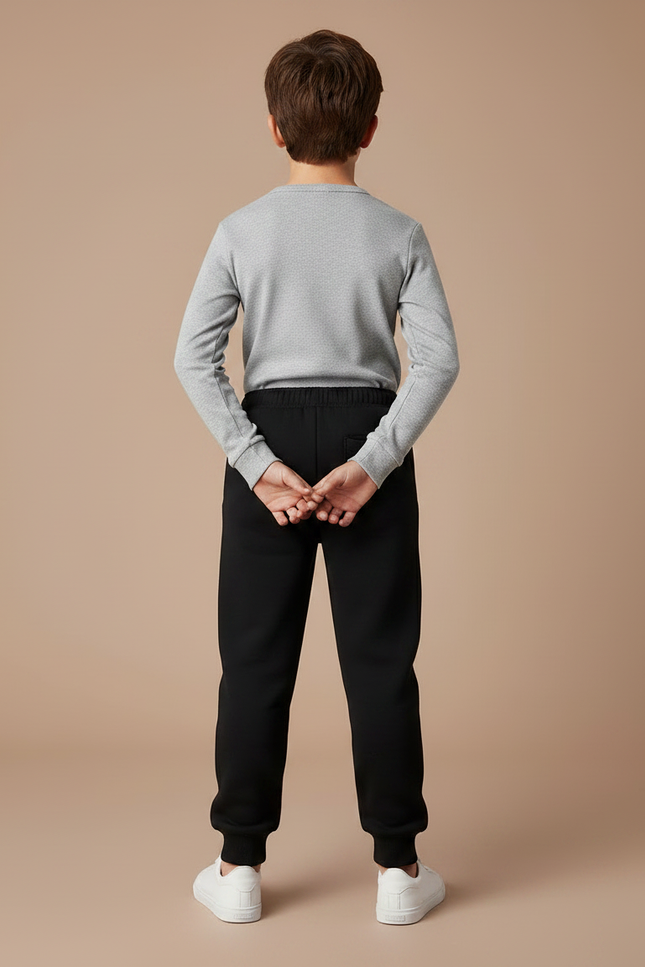 Pantalon Noir Jogging Coton Confortable Garçon - Molleton - vue 2