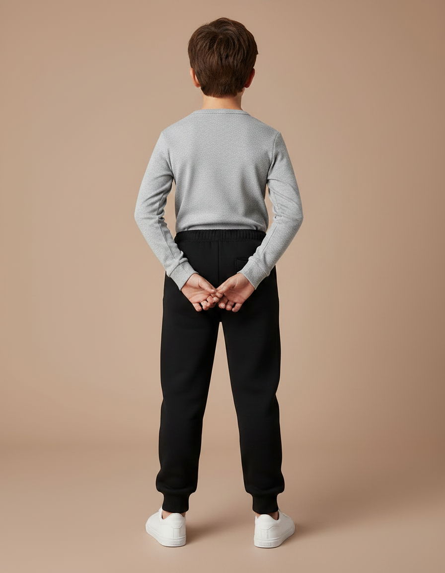 Pantalon Noir Jogging Coton Confortable Garçon - Molleton - vue 2