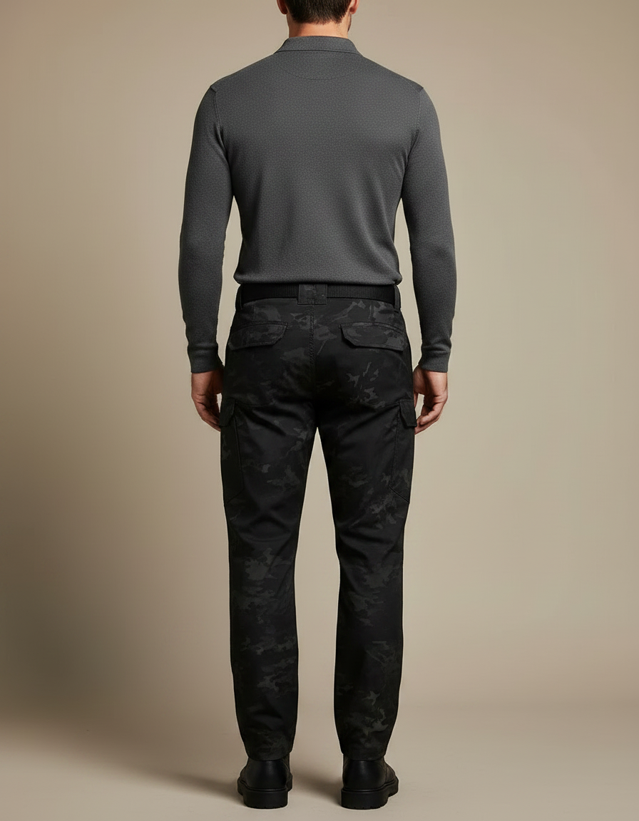 Pantalon Militaire Noir Homme - Toile - vue 2