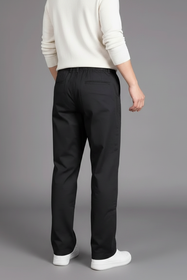 Pantalon Noir Coton Ample Décontracté Homme Uni - vue 2
