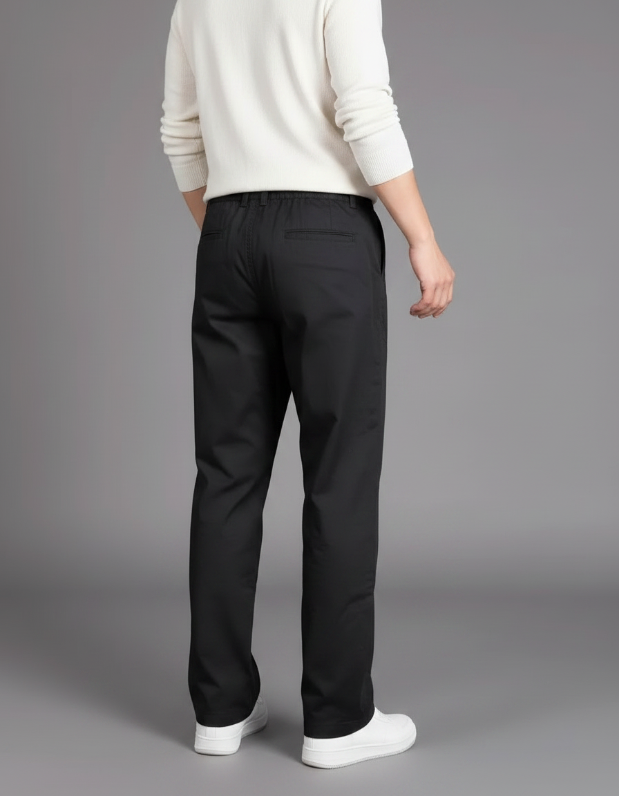 Pantalon Noir Coton Ample Décontracté Homme Uni - vue 2
