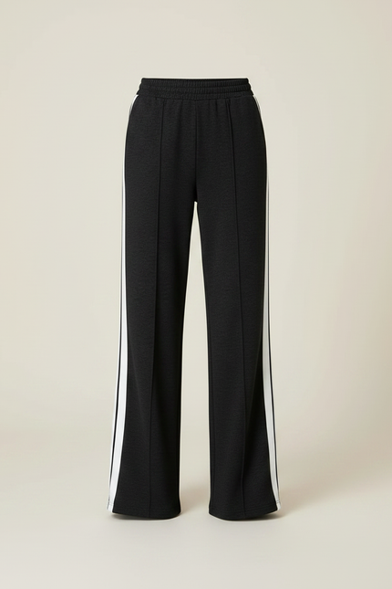 Pantalon Noir Large Bande Latérale Décontracté - Molleton - vue 3