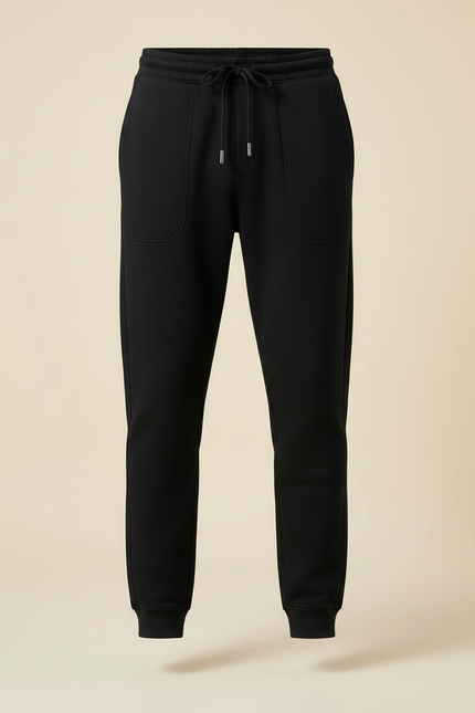 Pantalon Noir Homme Jogger Cordon Décontracté - Molleton - vue 3