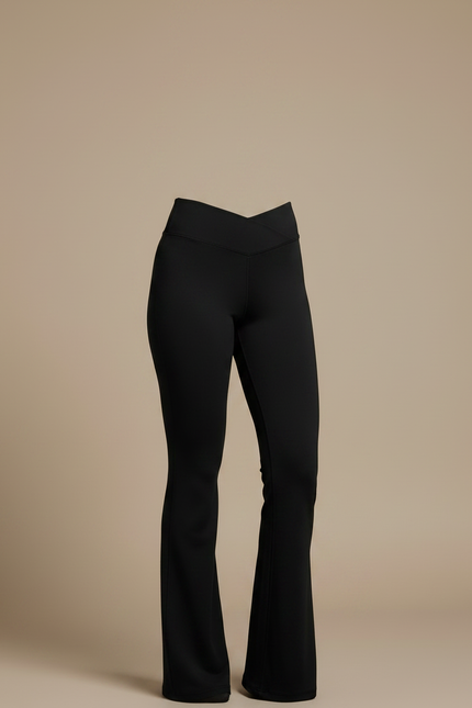 Pantalon Noir Évasé Taille Haute Yoga Confortable Femme - Polyester - vue 3