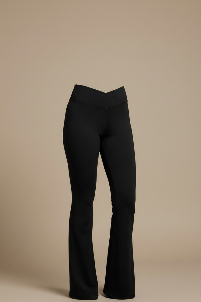 Pantalon Noir Évasé Taille Haute Yoga Confortable Femme - Polyester - vue 3