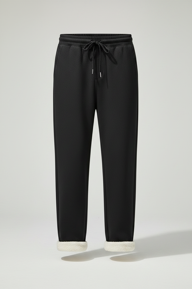 Pantalon Noir Polaire Ample Confortable Hiver Homme - Molleton - vue 3