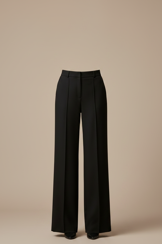 Pantalon Noir Large Fluide Élégant Taille Haute - Polyester - vue 3