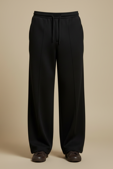 Pantalon Noir Homme Ample Droit Décontracté Sport - Molleton - vue 3